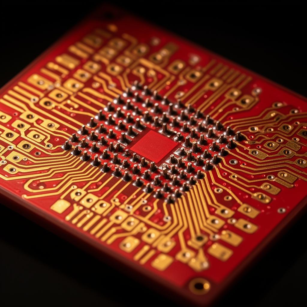 Red HDI PCB with stacked microvias and BGA